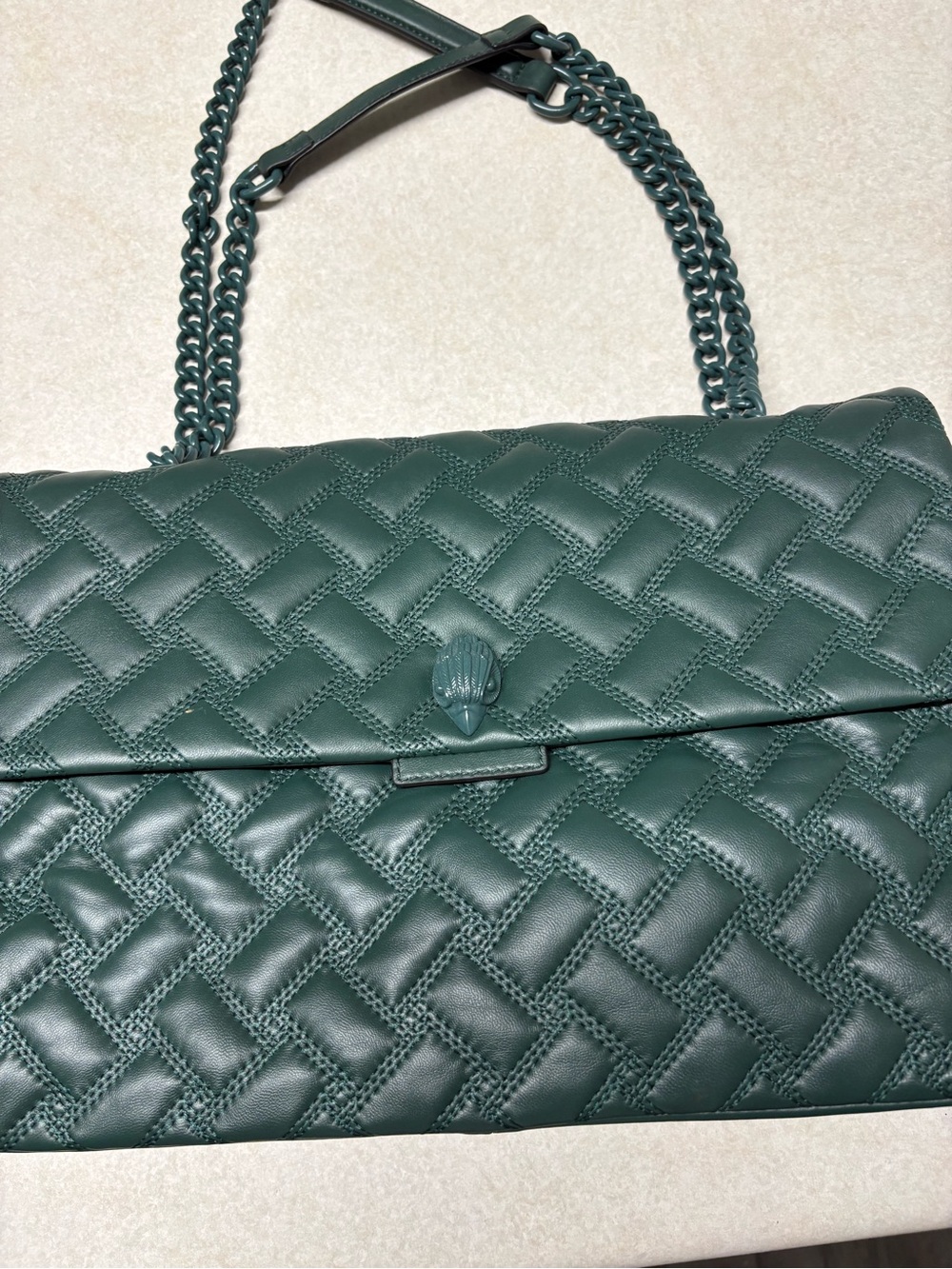 Kurt Geiger Quilted Leather Shoulder Bag - Dark Green - Picture 7 of 7